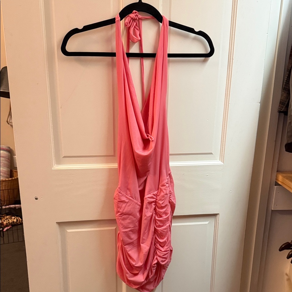 Indah Pink Halter Neck Dress